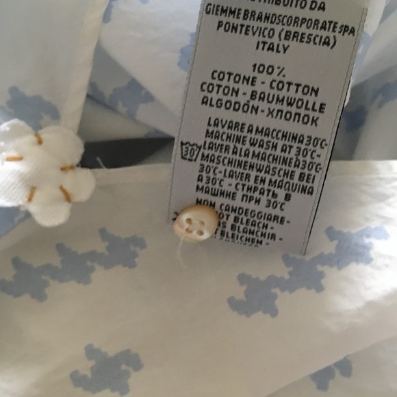 LE SARTE PETTEGOLE Italy White + Blue Cotton Whimsical Blouse 38 S - Picture 5 of 7